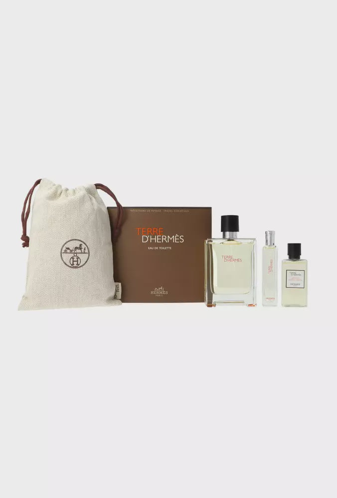Terre d'Hermes Men Set 3.4oz EDT & .17oz Mini & 1.4oz SG & Pouch