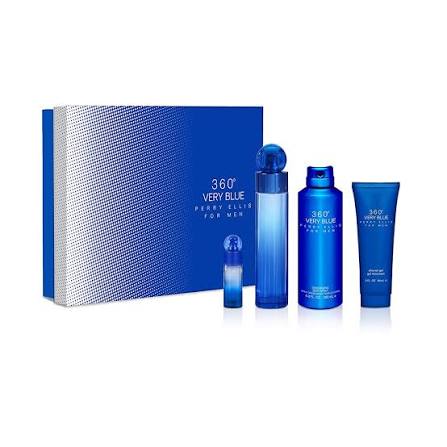 360 Very Blue Perry Ellis 3.4oz EDT & Body Spray & SG & Mini